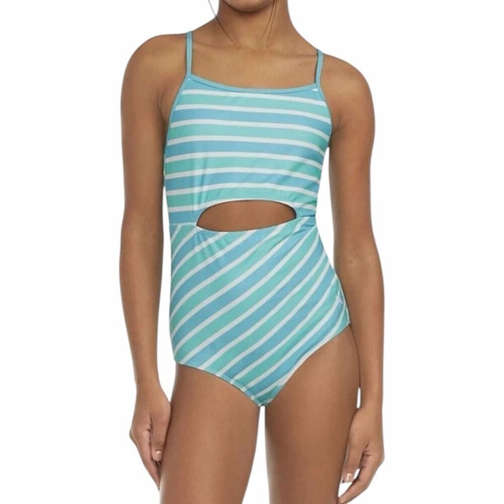 Hurley Girl's One Piece Open Mid Drift Ribbed Swimsuit Size 4